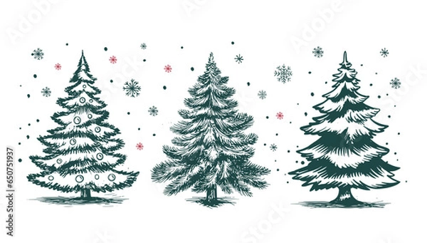 Obraz Christmas tree hand drawn illustration	
