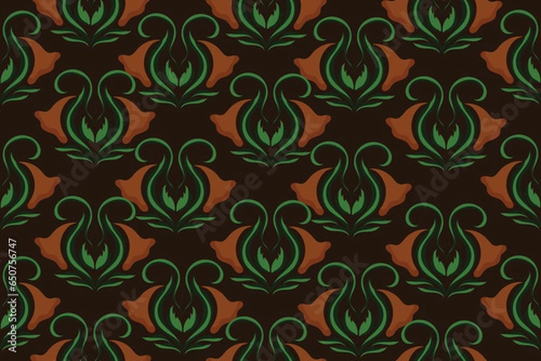 Fototapeta The pattern of beautiful floral motifs is seamless, neatly arranged without being continuous
