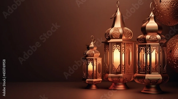 Obraz realistic three dimensional decorative arabic lantern