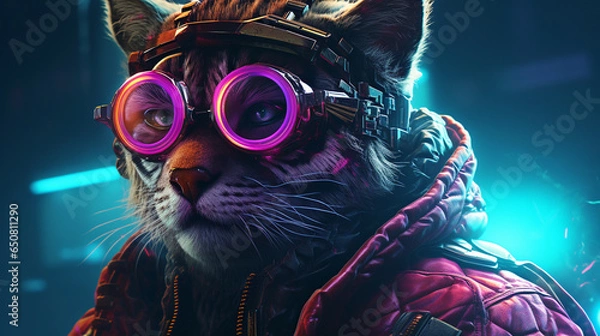 Fototapeta action animals cyberpunk clothes playing sophisticated weapons