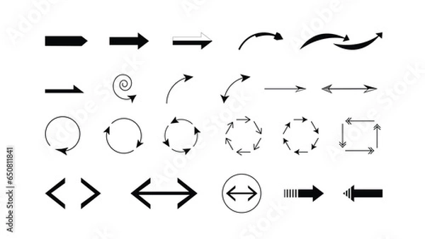 Fototapeta Black arrows collection. Modern simple arrows. Set of simple vector arrows. Multiple different arrows sign