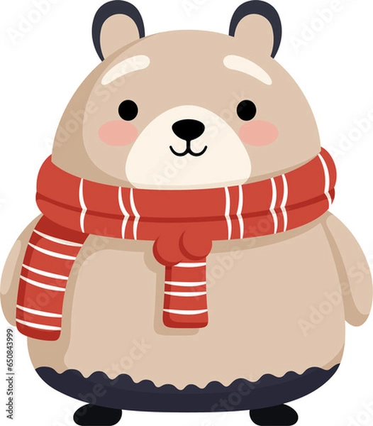 Obraz Christmast Cute Bear Cartoon Flat