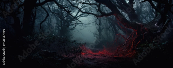 Obraz Scary and mysterious halloween forest