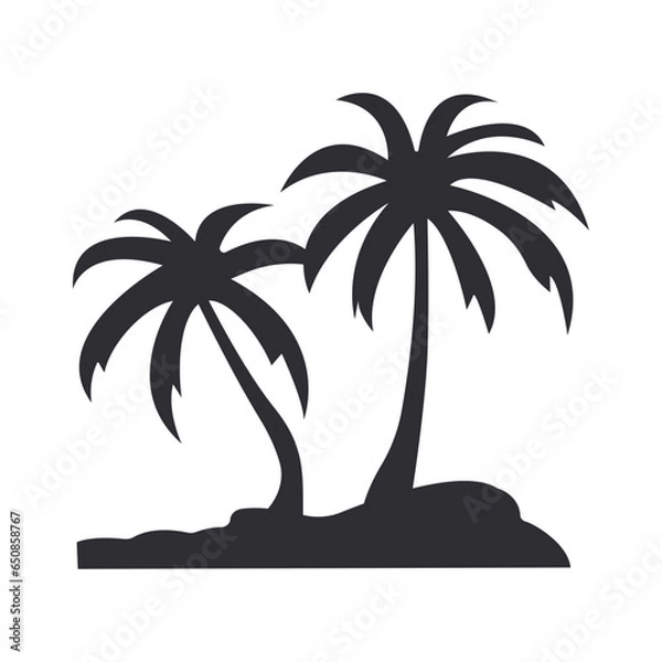 Fototapeta Coconut tree icon, shadow, silhouette. Vector illustration.