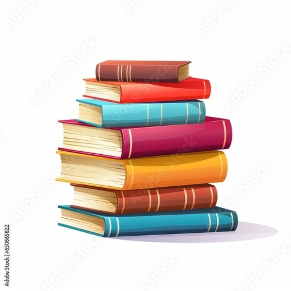 Fototapeta Stack of books, white background