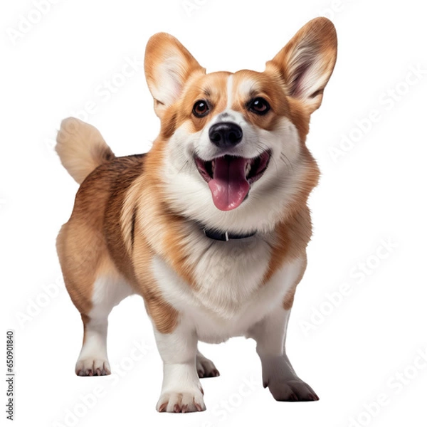 Obraz happy playful corgi dog isolated on transparent background