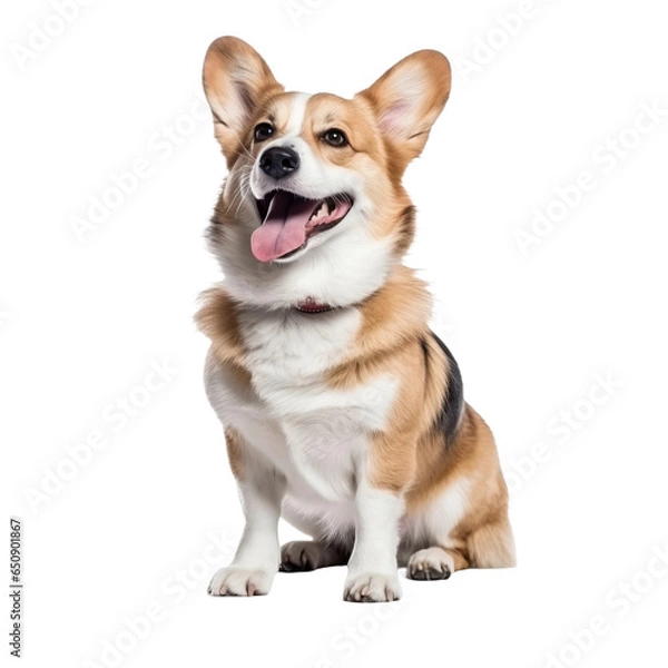 Obraz happy playful corgi dog isolated on transparent background