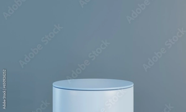 Obraz Product display stand on blue background.3D podium on grey background.Geometric platform show cosmetic product.Stage showcase,Abstract.Minimal mockup 3D rendering