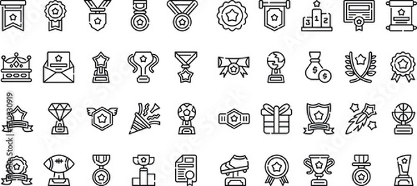 Fototapeta Award Icon Set With Outline Style Simple For Your Design in App, Web, Etc