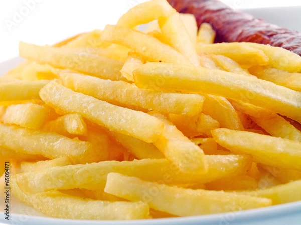 Fototapeta bratwurst mit pommes