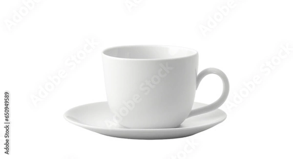Fototapeta Empty white coffee cup on Transparent background
