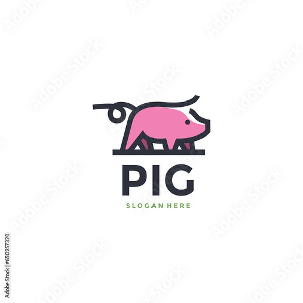 Obraz pig line modern logo