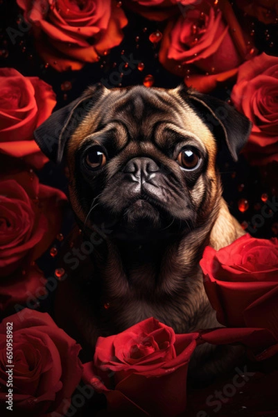 Obraz Valentine's Day Pug Portrait