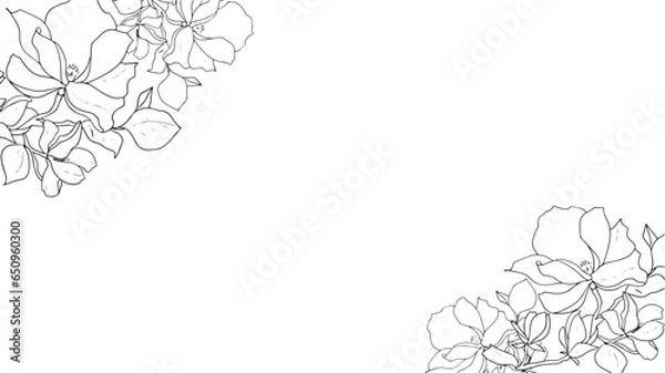Fototapeta シンプルな線で描かれた花のフレーム
