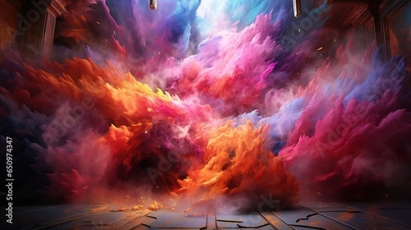 Fototapeta visual chaos in creativity, digital art illustration, Generative AI