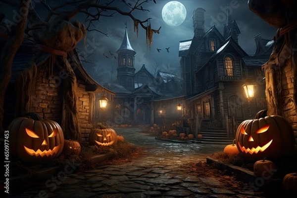 Obraz halloween background with pumpkins