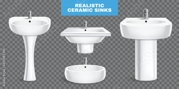 Fototapeta Realistic Sinks Set