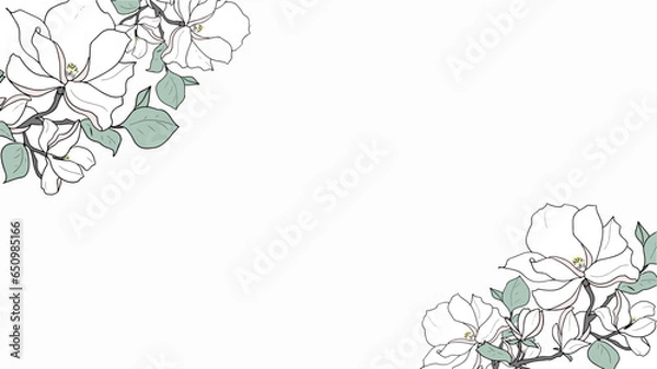 Fototapeta 木蓮の花飾りフレーム