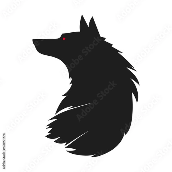 Obraz Wolf. The silhouette of a predator. Wild. Tattoo. Beautiful, stylish silhouette of an animal. Vector illustration in a flat style.