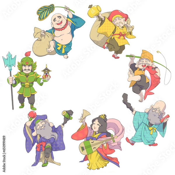 Obraz 円に並んだ七福神