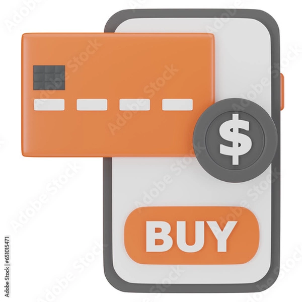 Fototapeta Mobile Shopping & Credit card 3D Icon