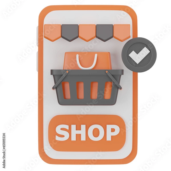 Fototapeta Mobile Shopping 3D Icon
