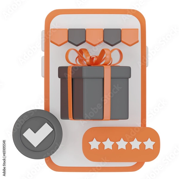 Fototapeta Mobile Shopping Product Review 3D Icon