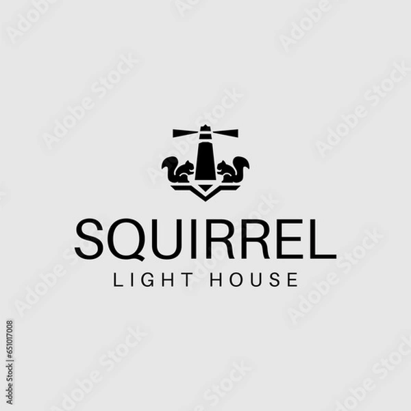 Fototapeta vector squirrel lighthouse logo icon vector illustration