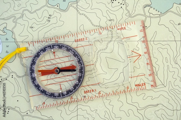 Obraz Orienteering Compass & Map