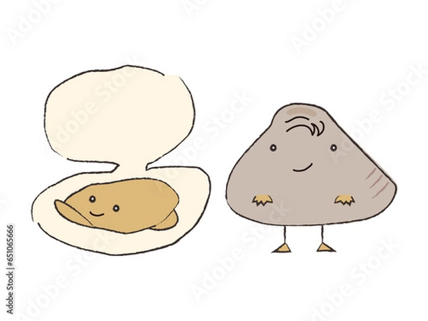 Fototapeta お洒落な擬人化したカワイイ笑ったはまぐり