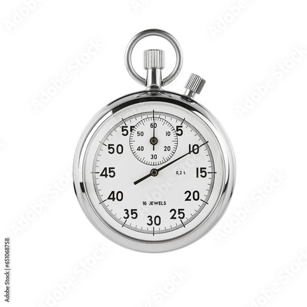 Obraz Close up of an analogue stopwatch, png file, with transparent background