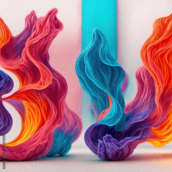 Fototapeta abstract background, abstract color 3d paper art illustration smoke and fire