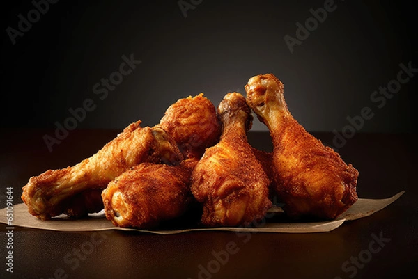 Fototapeta Fried chicken Drumstick with Kethcup, Generative AI
