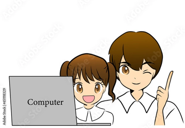 Obraz Teacher is teaching Computer 