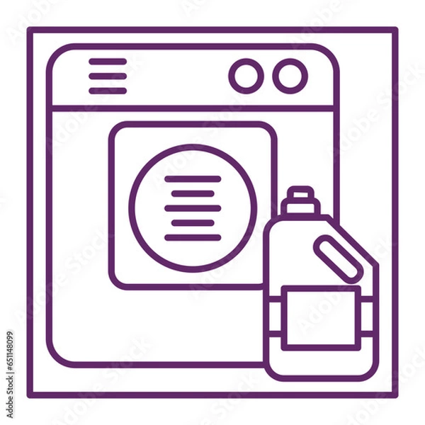 Fototapeta The laundry icon is an icon that represents the activity of washing clothes. Usually this icon consists of a clear and easily recognizable image of a washing machine or a pile of clothes.