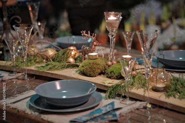 Obraz Table setting for christmas or Thanksgiving