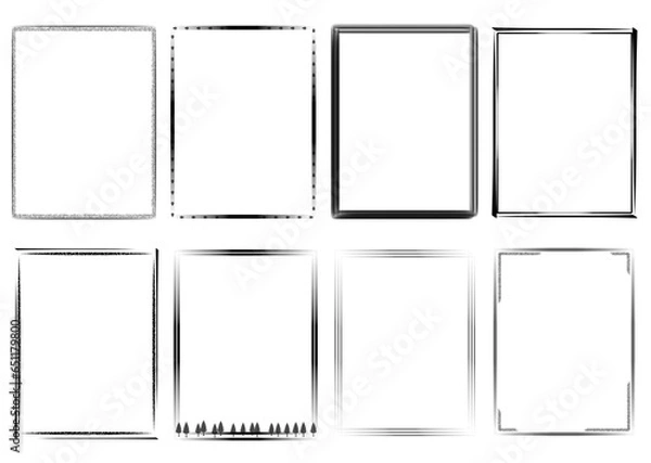 Fototapeta Set of blank banners rectangle frame designed with black line.