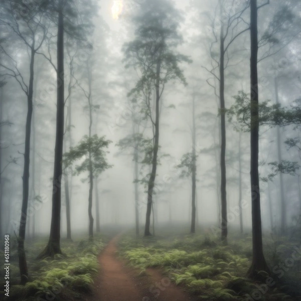 Obraz 霧の中の森