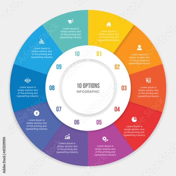 Obraz Cycle Infographic Template Design with 10 Steps, Process Workflow Diagram