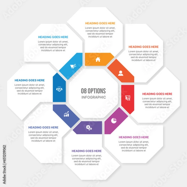 Obraz Cycle Infographic Template Design With 8 Stages
