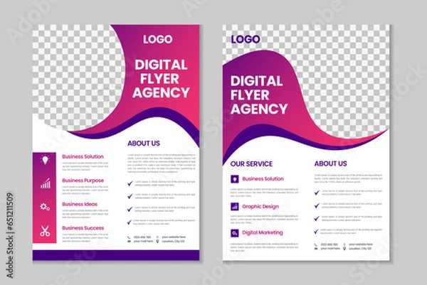 Fototapeta A4 flyer template design, business brochure, annual report, company profile template design