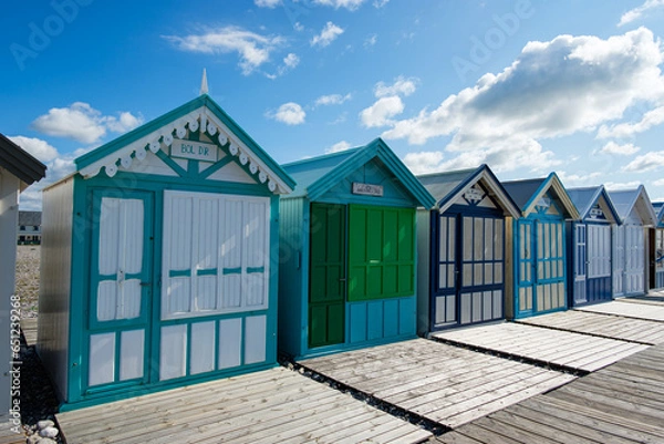 Fototapeta Cayeux cabins, Cayeux-sur-mer, Baie de somme