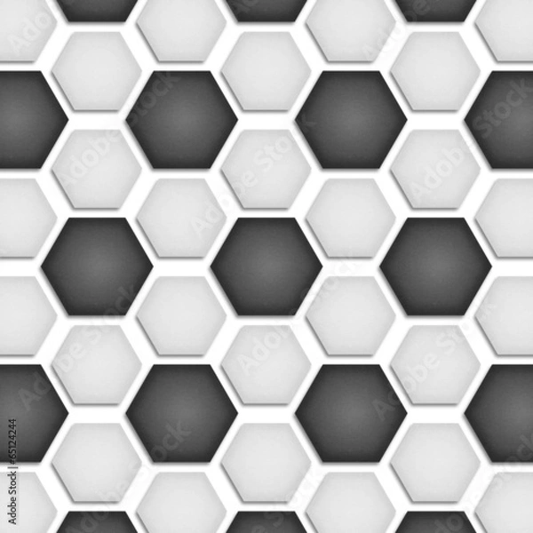 Fototapeta paper cut of soccer, football texture is black and white hexagon