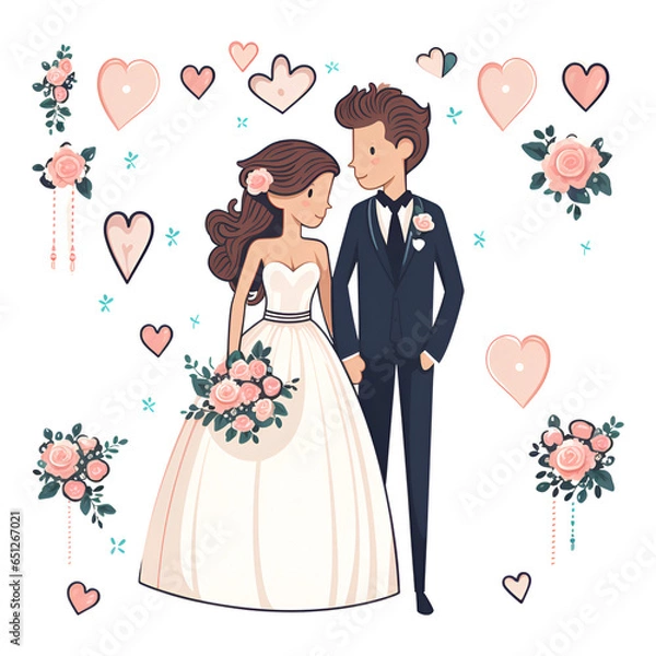 Obraz Line wedding illustrations, element