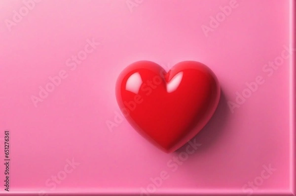 Fototapeta 3D Red Heart Design Isolated on Pink Background for Graphic Enhancements. Includes 3D Rendering with Object Clipping Path.