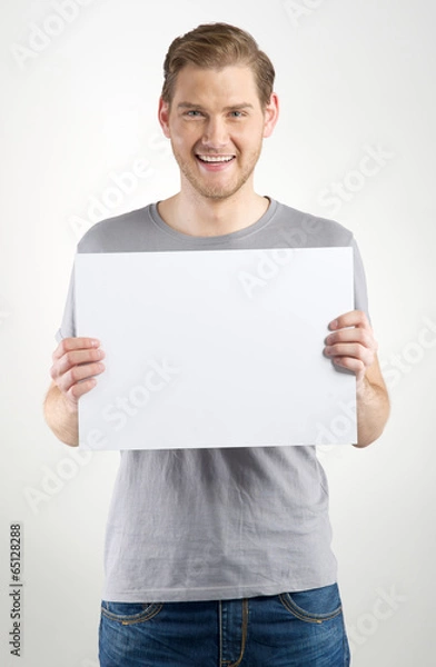 Obraz man holding sign