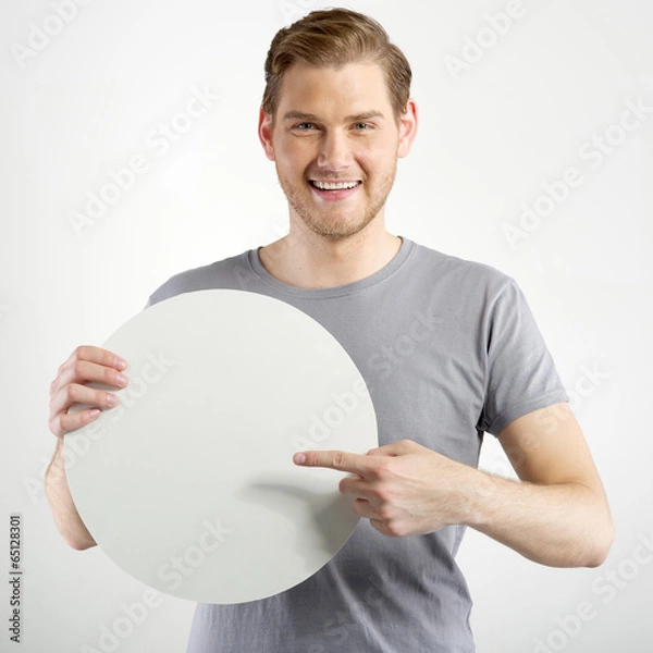 Obraz man holding sign