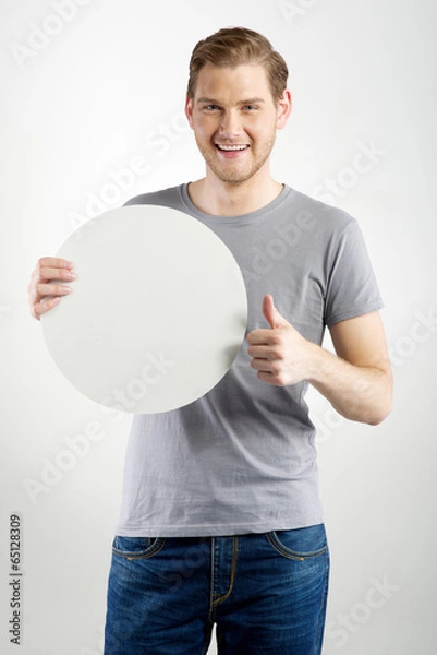 Obraz man holding sign