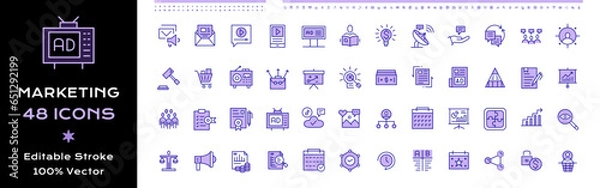 Fototapeta Marketing line icons - editable stroke