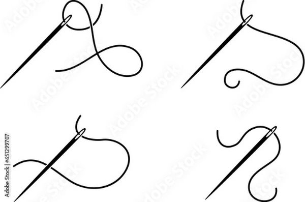 Obraz vector sewing needle and thread